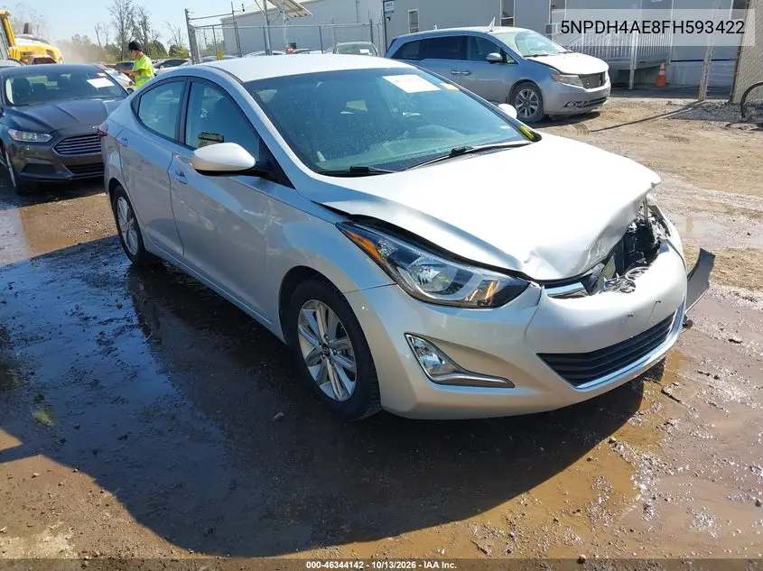 2015 Hyundai Elantra Se VIN 5NPDH4AE8FH593422 фото 2