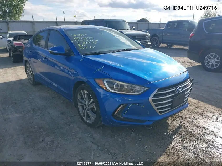 2017 Hyundai Elantra VIN KMHD84LF1HU249716 фото 1