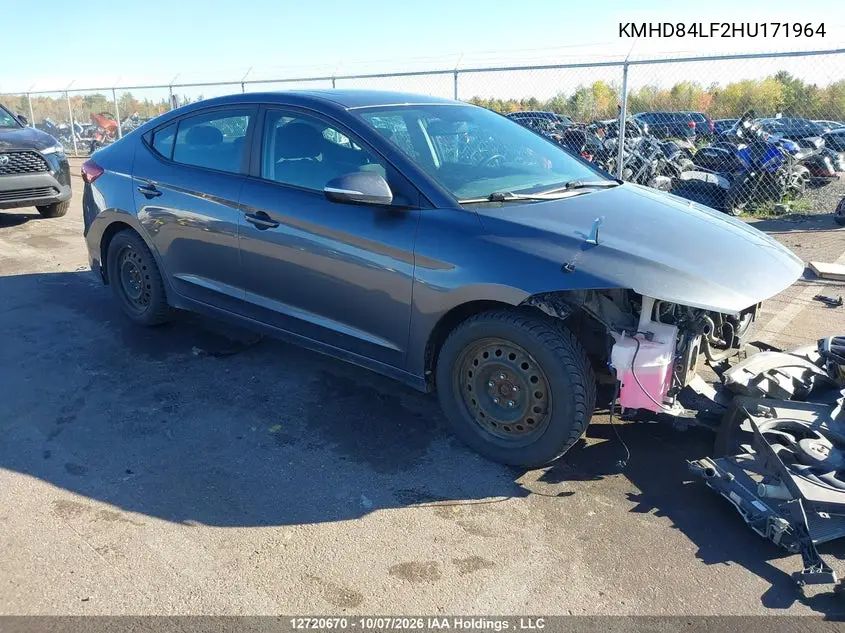 KMHD84LF2HU171964 — 2017 Hyundai Elantra, фото 2 с аукциона IAAI 20.10.2026, Передняя часть