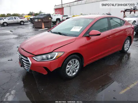 2017 Hyundai Elantra Se VIN 5NPD74LF3HH087203 фото 3