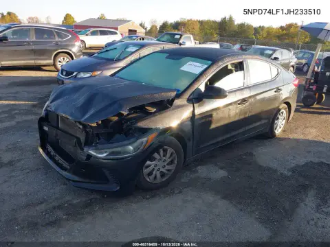 2018 Hyundai Elantra Se VIN 5NPD74LF1JH233510 фото 3