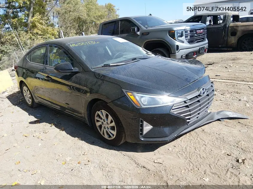 2019 Hyundai Elantra Se VIN 5NPD74LF7KH405542 фото 1