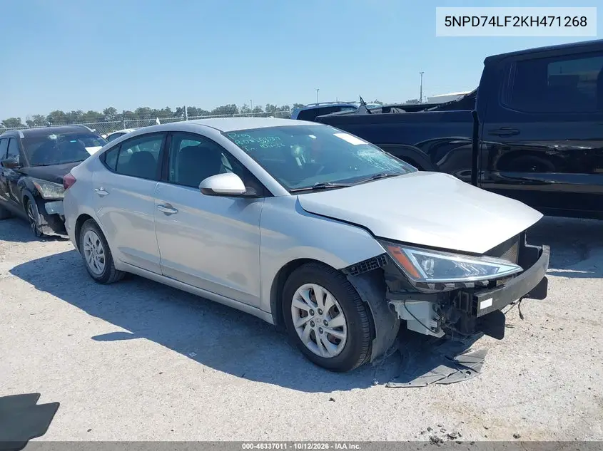 2019 Hyundai Elantra Se VIN 5NPD74LF2KH471268 фото 2