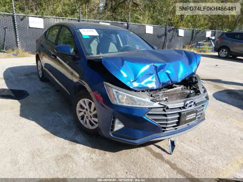 5NPD74LF0KH486481 — 2019 Hyundai Elantra, Передняя часть, фото до ремонта