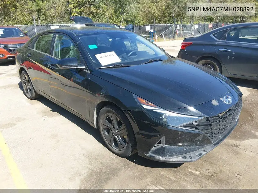 2021 Hyundai Elantra Sel VIN 5NPLM4AG7MH028892 фото 1