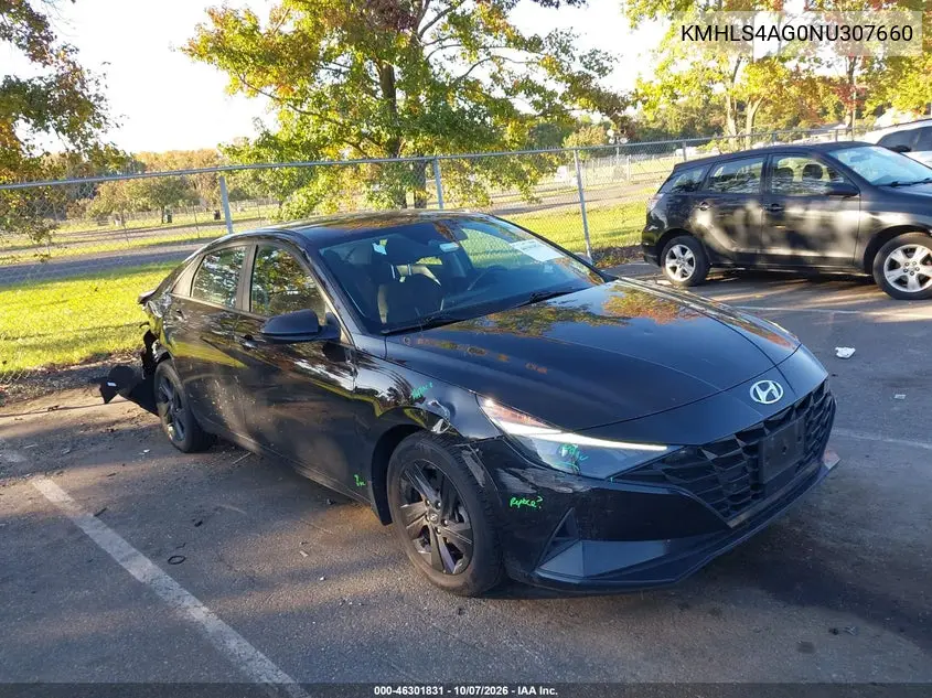 2022 Hyundai Elantra Sel VIN KMHLS4AG0NU307660 фото 2