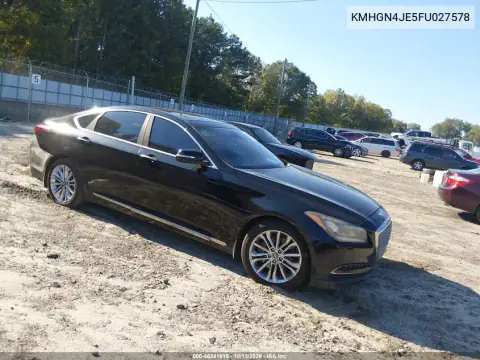 KMHGN4JE5FU027578 — 2015 Hyundai Genesis, Справа сзади, фото до ремонта