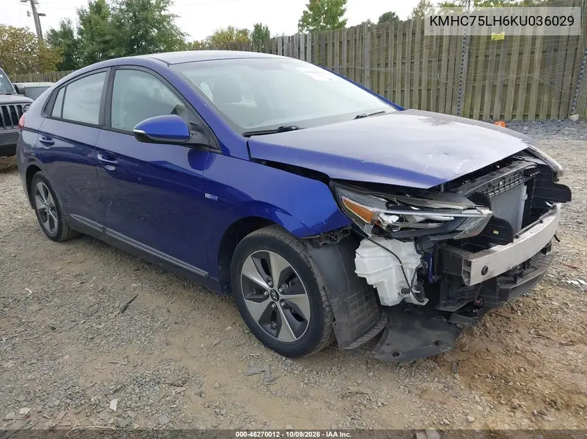 2019 Hyundai Ioniq Electric VIN KMHC75LH6KU036029 фото 1