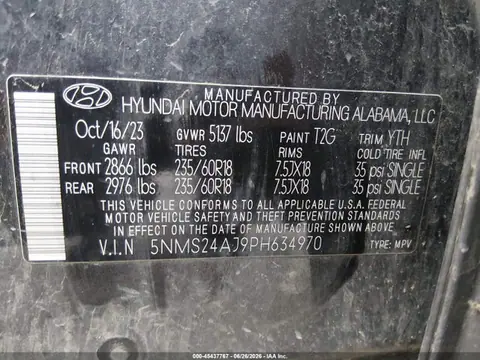 2023 Hyundai Santa Fe Sel VIN 5NMS24AJ9PH634970 фото 9