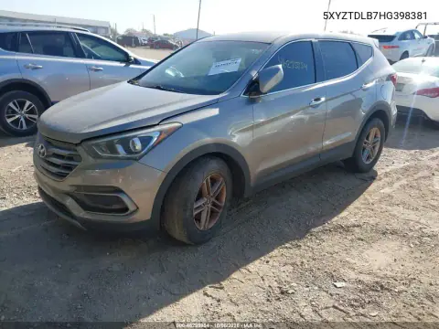 2017 Hyundai Santa Fe Sport 2.4L VIN 5XYZTDLB7HG398381 фото 2