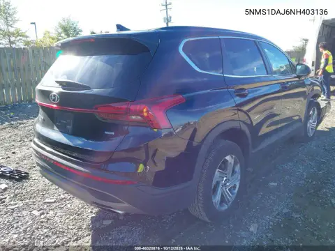 2022 Hyundai Santa Fe Se VIN 5NMS1DAJ6NH403136 фото 5
