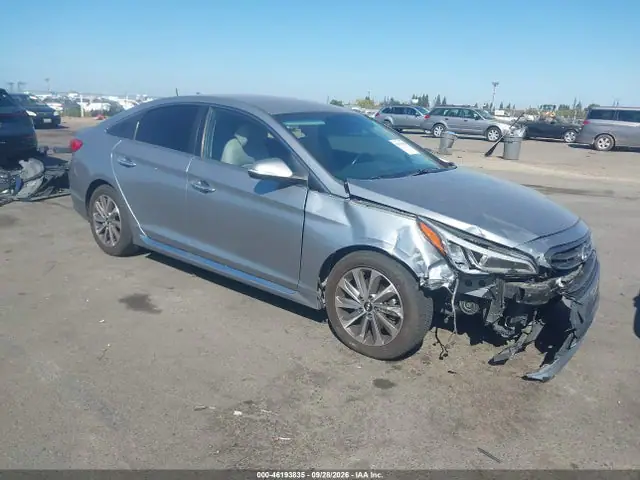 5NPE34AF7FH052566 — 2015 Hyundai Sonata Sport, Передняя часть (Front End), фото до ремонта