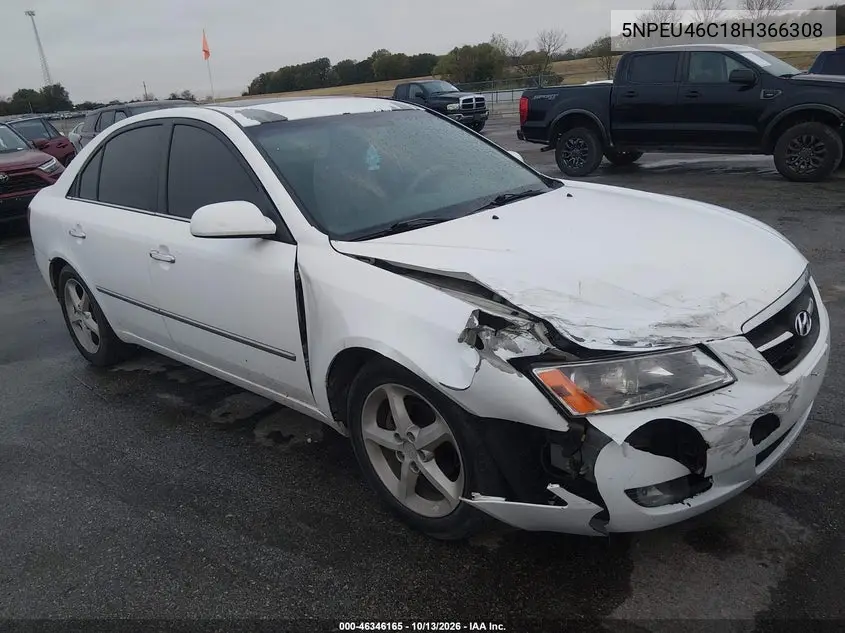 5NPEU46C18H366308 — 2008 Hyundai Sonata, фото 2 с аукциона IAAI, Передняя часть