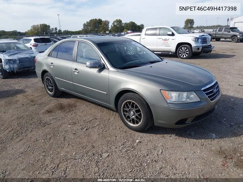 2009 Hyundai Sonata Gls VIN 5NPET46C49H417398 фото 2