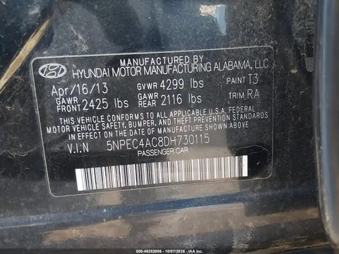 2013 Hyundai Sonata Se VIN 5NPEC4AC8DH730115 фото 10