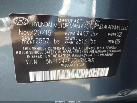 2016 Hyundai Sonata Se VIN 5NPE24AF0GH350901 фото 10