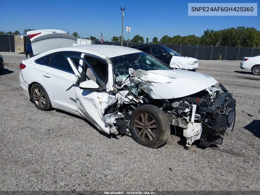 5NPE24AF6GH425360 Hyundai Sonata 2016 — повреждение Передняя часть, фото до ремонта