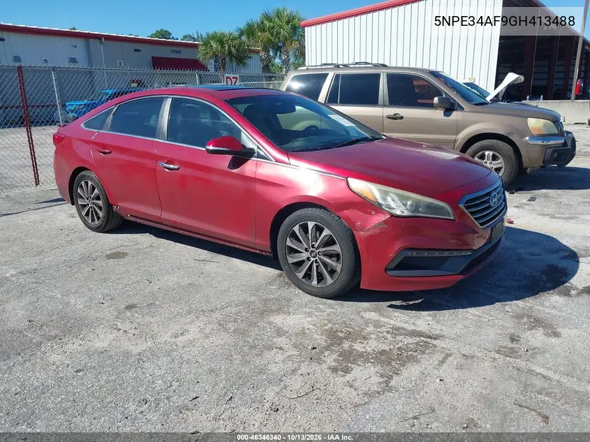 5NPE34AF9GH413488 — 2016 Hyundai Sonata, фото 2 с аукциона IAAI, Передняя часть справа