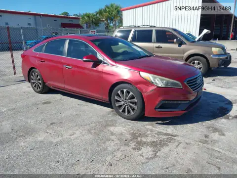5NPE34AF9GH413488 — 2016 Hyundai Sonata, Передняя часть справа, фото до ремонта