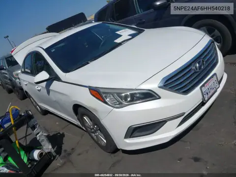 5NPE24AF6HH540218 — 2017 Hyundai Sonata, Задняя часть, фото до ремонта
