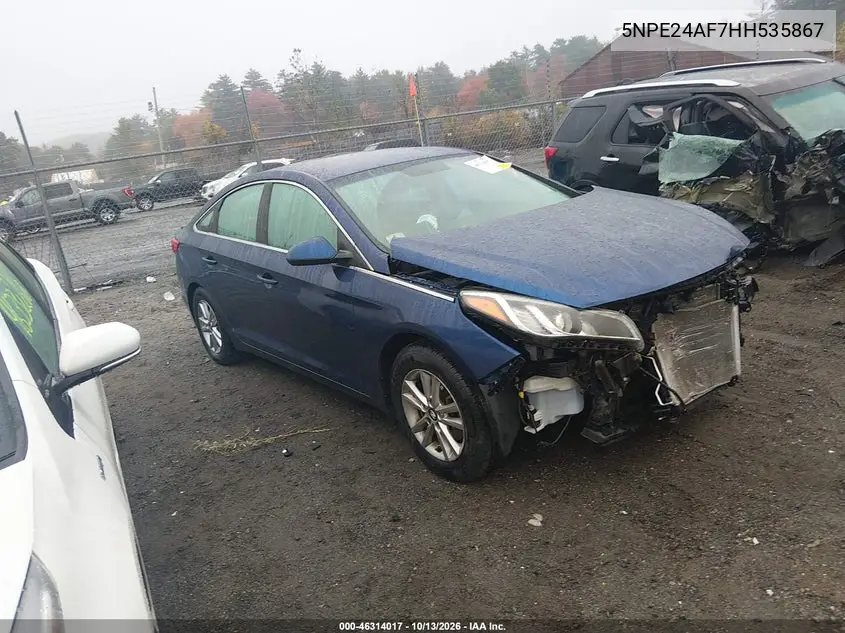5NPE24AF7HH535867 Hyundai Sonata 2017 — повреждение Передняя часть, фото до ремонта