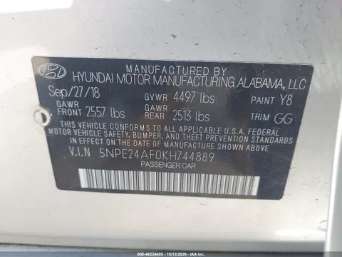 2019 Hyundai Sonata Se VIN 5NPE24AF0KH744889 фото 10