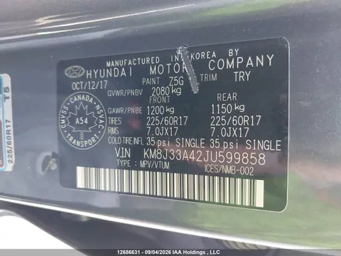 2018 Hyundai Tucson Premium 2.0l VIN KM8J33A42JU599858 фото 9
