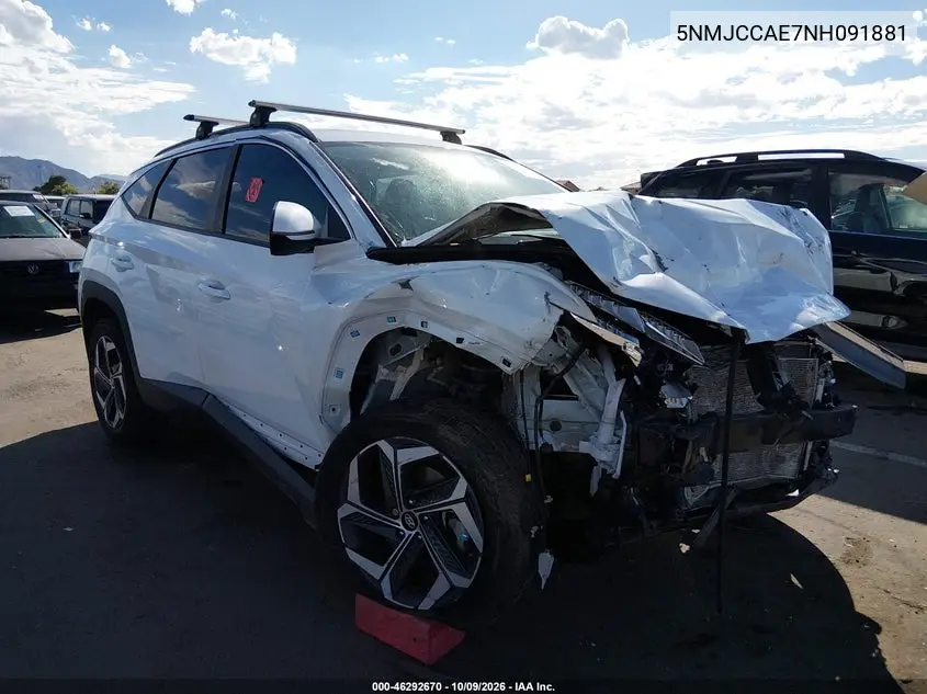 2022 Hyundai Tucson Sel VIN 5NMJCCAE7NH091881 фото 1