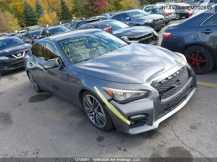 2014 Infiniti Q50 Hybrid Premium/Sport VIN JN1AV7AR0EM702849 фото 2