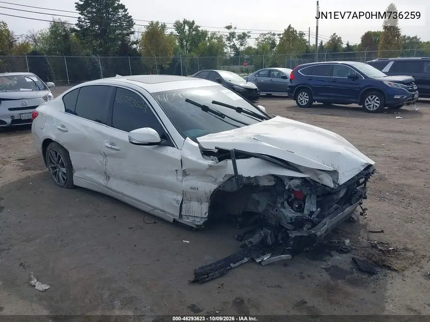 2017 Infiniti Q50 3.0T Premium VIN JN1EV7AP0HM736259 фото 1