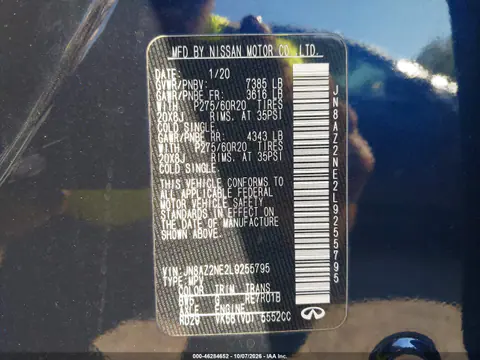2020 Infiniti Qx80 Luxe Awd VIN JN8AZ2NE2L9255795 фото 10