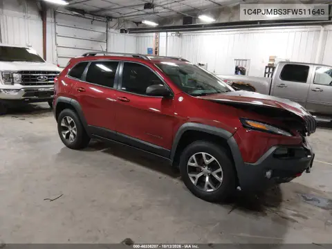 1C4PJMBS3FW511645 — 2015 Jeep Cherokee, Передняя часть, фото до ремонта