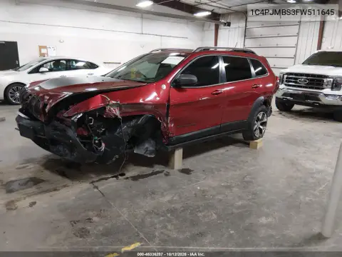 2015 Jeep Cherokee Trailhawk VIN 1C4PJMBS3FW511645 фото 3