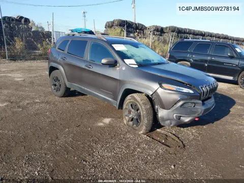 1C4PJMBS0GW278194 — 2016 Jeep Cherokee, Передняя часть, фото до ремонта