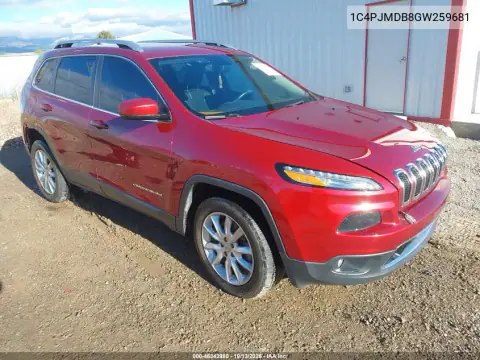 1C4PJMDB8GW259681 — 2016 Jeep Cherokee, Сзади, фото до ремонта
