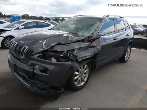 1C4PJLDB8GW239330 — 2016 Jeep Cherokee, фото 3 с аукциона IAAI, Передняя часть