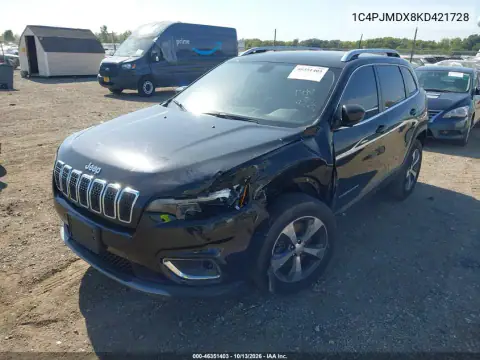 1C4PJMDX8KD421728 — 2019 Jeep Cherokee, фото 3 с аукциона IAAI, Передний левый