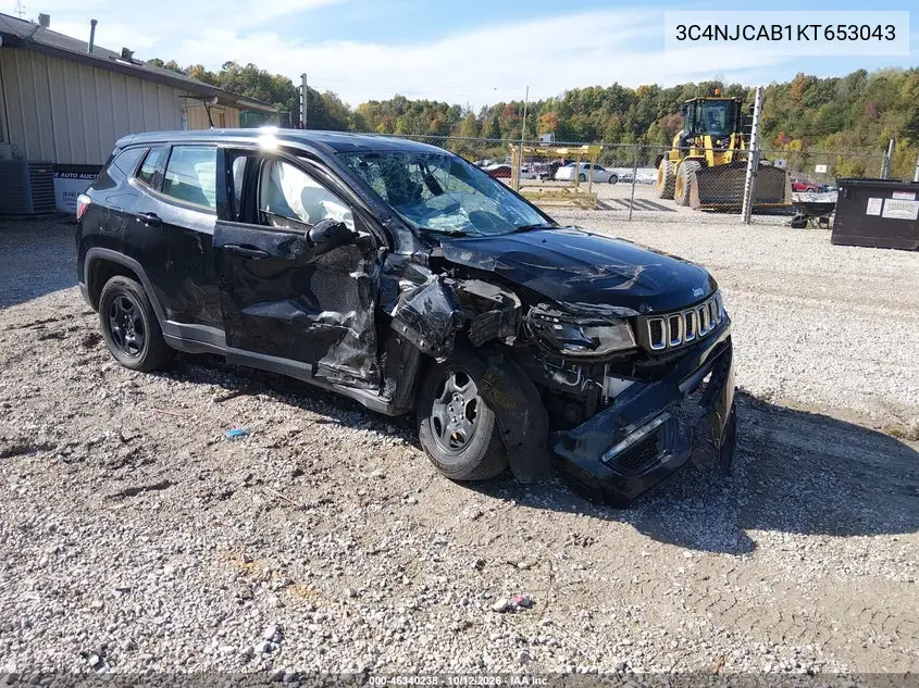 2019 Jeep Compass Sport Fwd VIN 3C4NJCAB1KT653043 фото 1