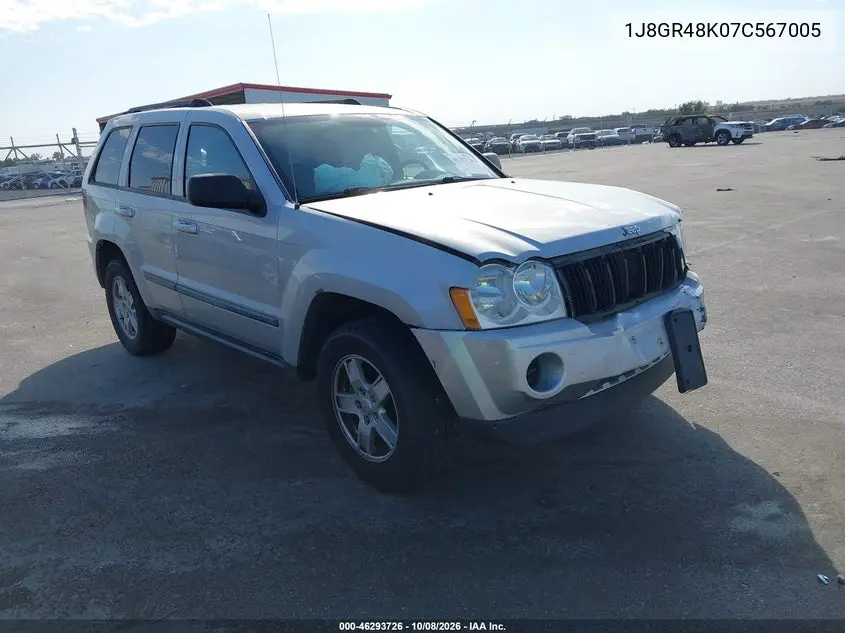 2007 Jeep Grand Cherokee Laredo VIN 1J8GR48K07C567005 фото 1
