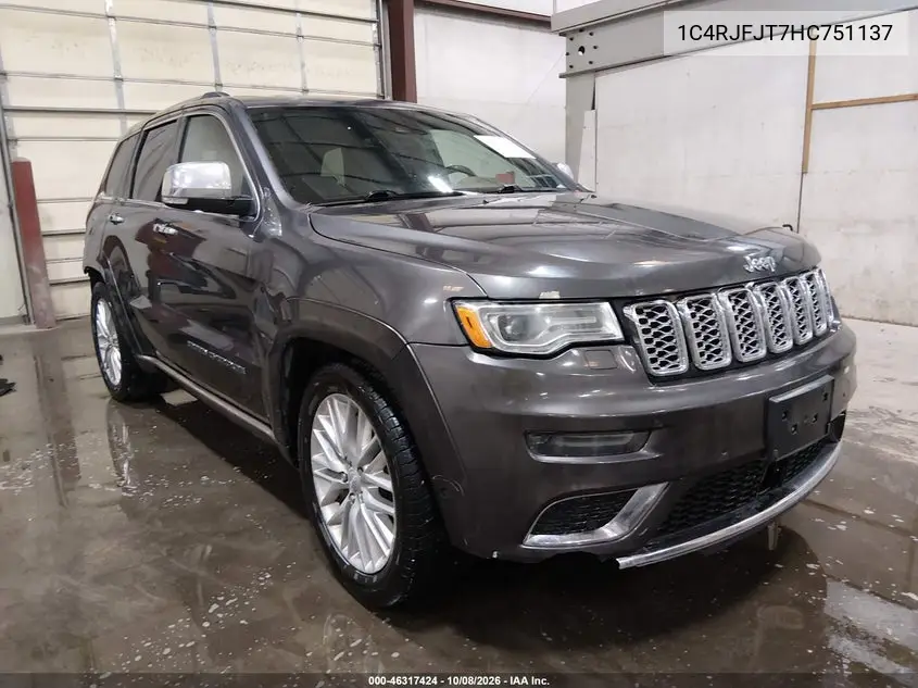 2017 Jeep Grand Cherokee Summit 4X4 VIN 1C4RJFJT7HC751137 фото 2