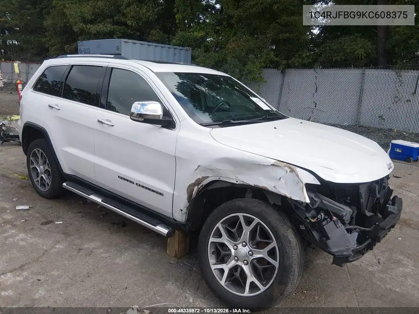 1C4RJFBG9KC608375 Jeep Grand Cherokee 2019 — повреждение Передняя часть, фото до ремонта