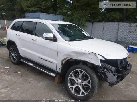 1C4RJFBG9KC608375 — 2019 Jeep Grand Cherokee, Передняя часть, фото до ремонта