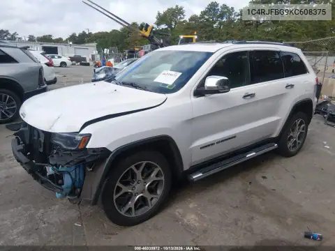 1C4RJFBG9KC608375 — 2019 Jeep Grand Cherokee, фото 2 с аукциона IAAI, Передняя часть