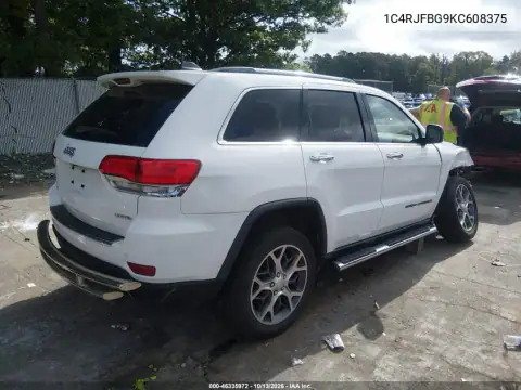 1C4RJFBG9KC608375 — 2019 Jeep Grand Cherokee, фото 4 с аукциона IAAI, Передняя часть