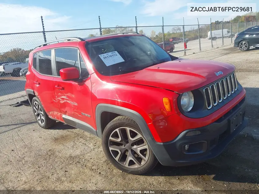 2015 Jeep Renegade Latitude VIN ZACCJABT6FPC29681 фото 2