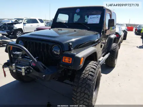 2000 Jeep Wrangler Sport VIN 1J4FA49S9YP727170 фото 3