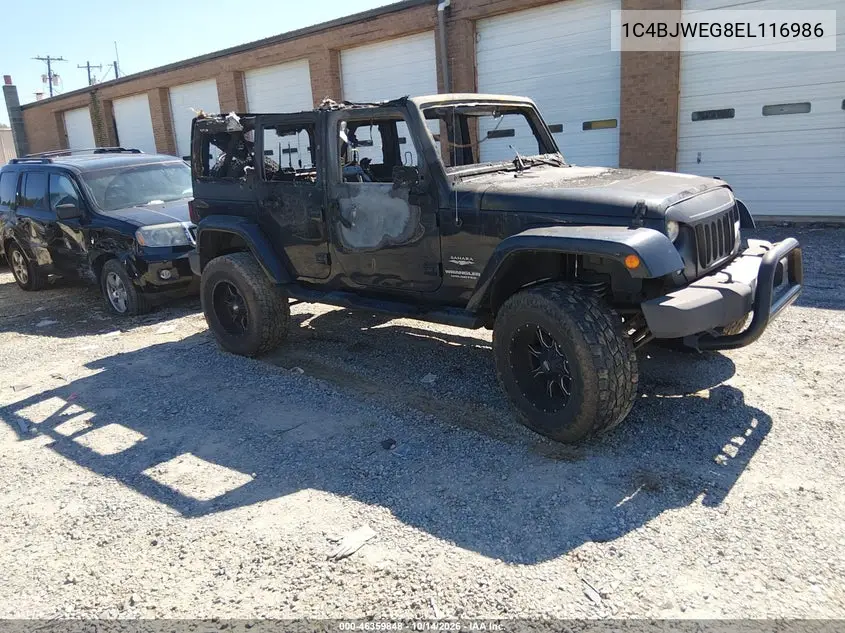 1C4BJWEG8EL116986 Jeep Wrangler 2014 — повреждение Пожар, фото до ремонта