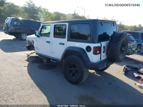 2019 Jeep Wrangler Unlimited Sport S 4X4 VIN 1C4HJXDG0KW576946 фото 4