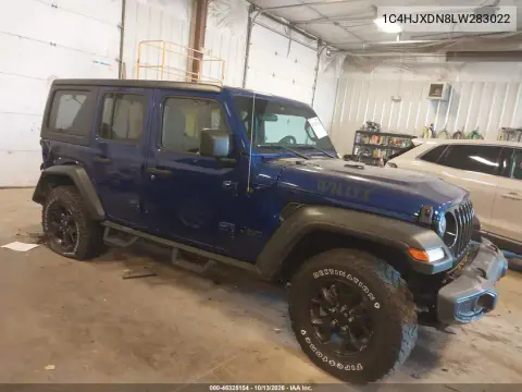 1C4HJXDN8LW283022 — 2020 Jeep Wrangler, Сзади, фото до ремонта