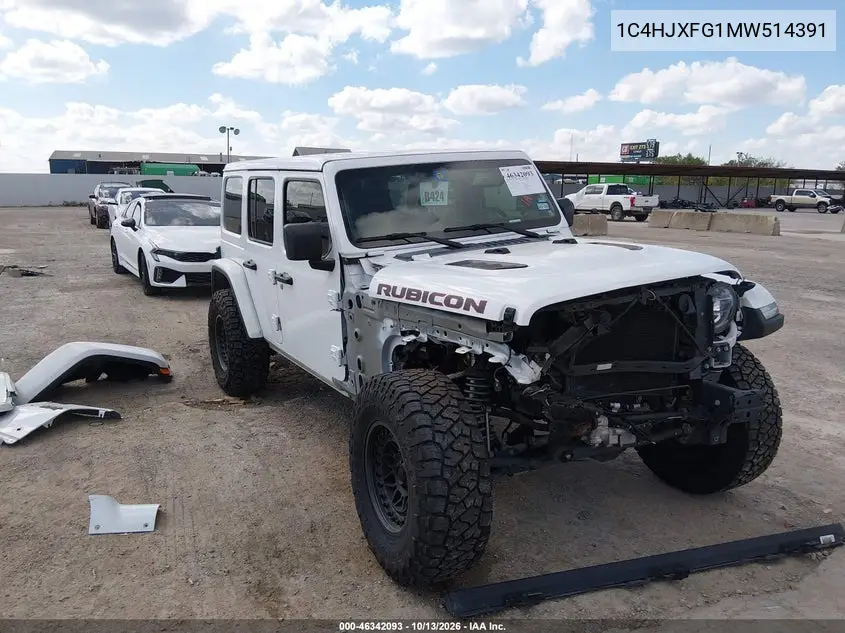 1C4HJXFG1MW514391 — 2021 Jeep Wrangler, фото 2 с аукциона IAAI, Передняя часть